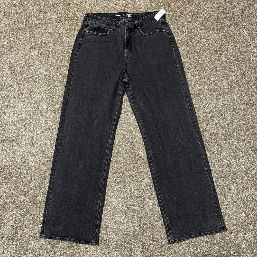 NWT- Old Navy Curvy Extra High-Waisted Wide-Leg Jeans Black Wash Size 12 Tall - Picture 4 of 9